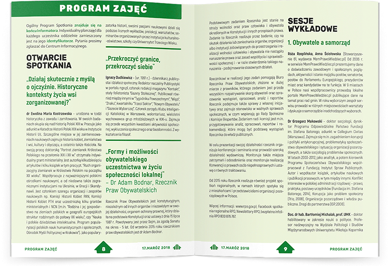 Projekt czytelnego i praktycznego informatora dla uczestników Ogólnopolskich Spotkań Organizacji Działających na Obszarach Wiejskich