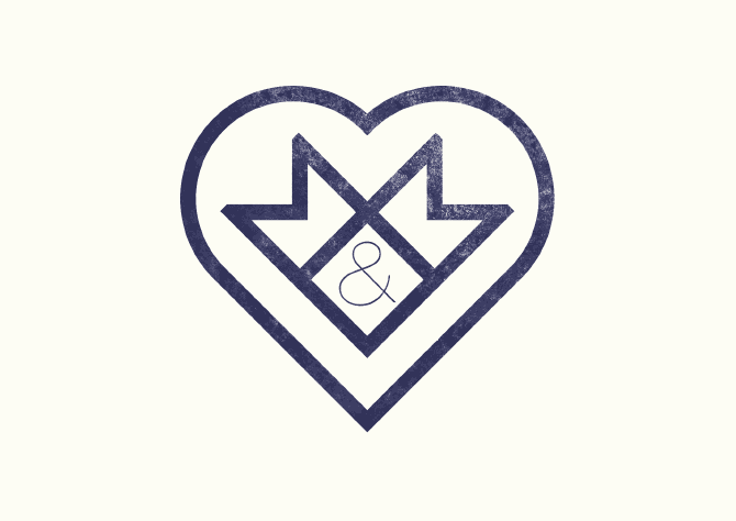 Okładka minimalistycznego zaproszenia na ślub z logo monogramem z inicjałami pary młodej.