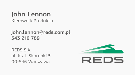 Prosty projekt wizytówki dla firmy REDS, tworzącej informatyczny system dla kolei.