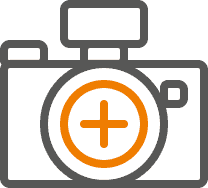 projekt geometrycznej linearnej stylowej ikony jako symbol usług fotografii, fotoretuszu i fotomanipulacji w programie Photoshop