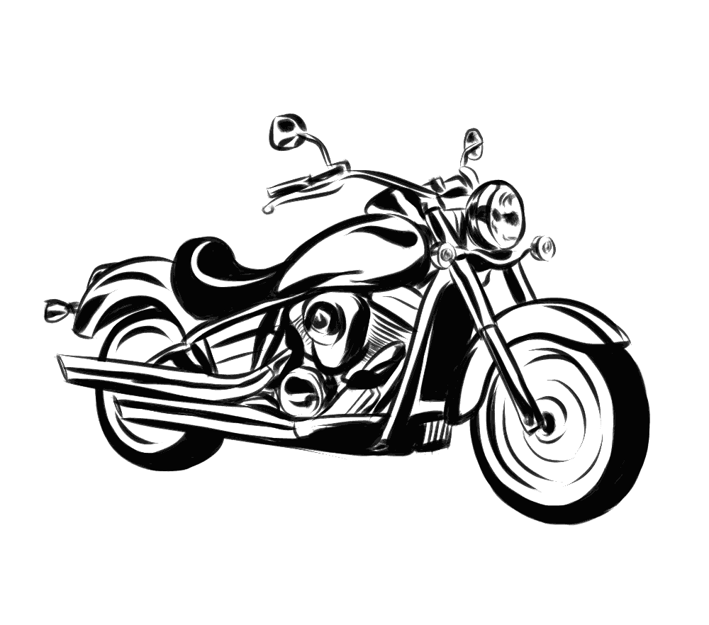 Realistyczna ilustracja, rysunek motocyklu.