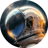 inspiracja do logo agencji digitalowej: hełm astronauty patrzącego w kosmos