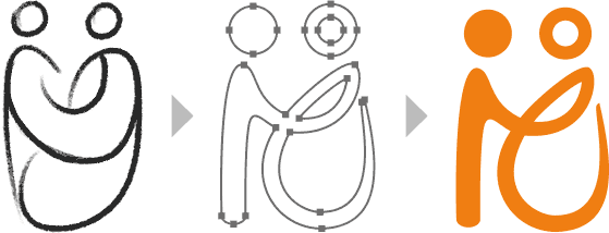 proces projektowania logo od szkicu do dopracowanej finalnej wektorowej grafiki