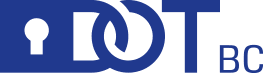 logotyp firmy konsultingowej DOT, kłódka oznacza bezpieczeństwo informacji