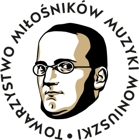 logo pieczęć dla Towarzystwa Miłośników Muzyki Moniuszki przedstawia portret kompozytora oper i pieśni