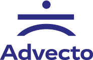 propozycja koncepcji projektu logo firmy Advecto, granatowa postać ludzka, człowiek jako most