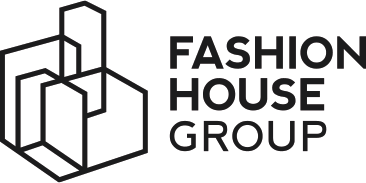 finalna linearna monochromatyczna, czarno-biała wersja geometrycznego logo 3d dla dewelopera outletów modowych Fashion House Group