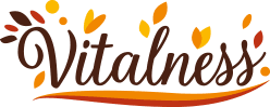 logotyp dla producenta zdrowych ciastek Vitalness - z motywami łaki i natury