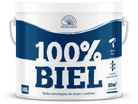 opakowanie nadruk na puszkę farby 100% biel. oryginalny, prosty, jednokolorowy projekt o odręcznym charakterze.