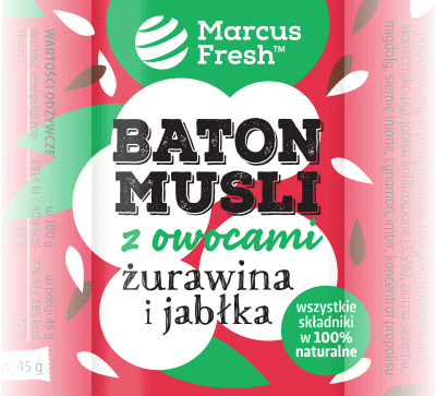 pokaz serii etykiet na batony musli z różnymi owocami