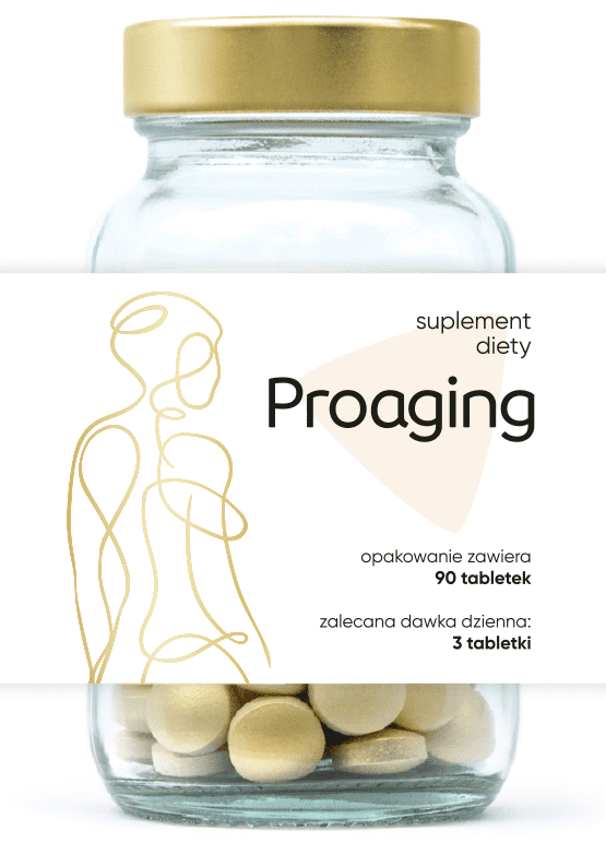 projekt etykiety opakowania suplementów Proceutics z linearnym rysunkiem w stylu one line drawing, przedstawiającym sylwetkę kobiety od tyłu
