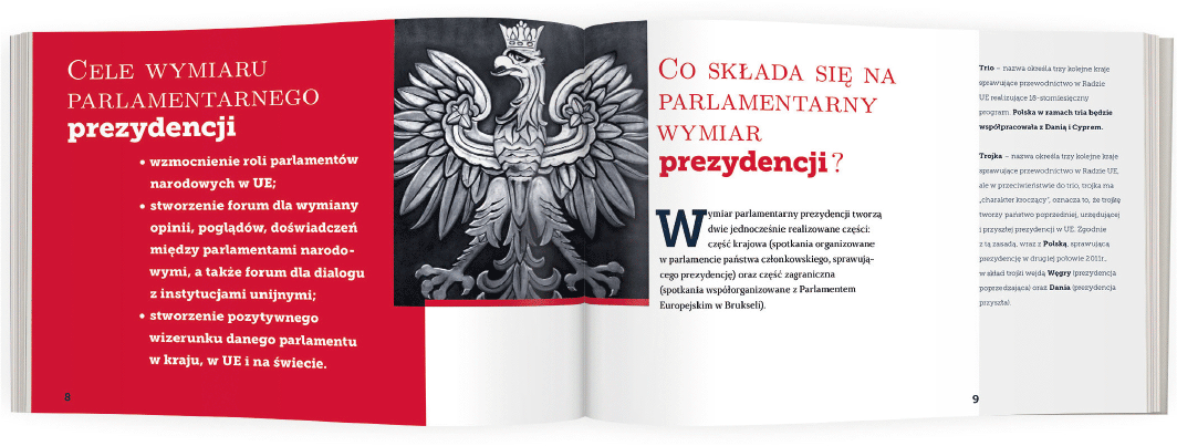 poziomy layout z listą celów prezydencji