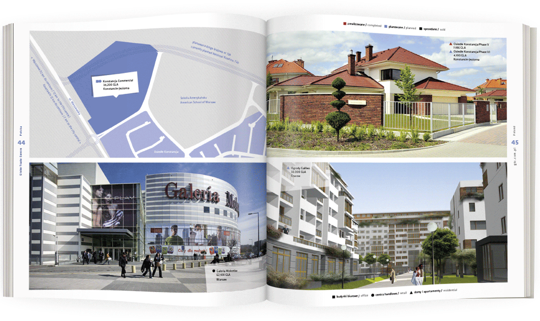 ciekawy projekt portfolio ze zdjęciami i wizualizacjami budynków GTC